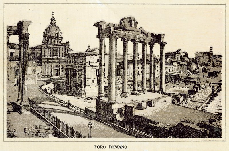 Rooma: Forum Romanum (litho) tekijältä Italian School