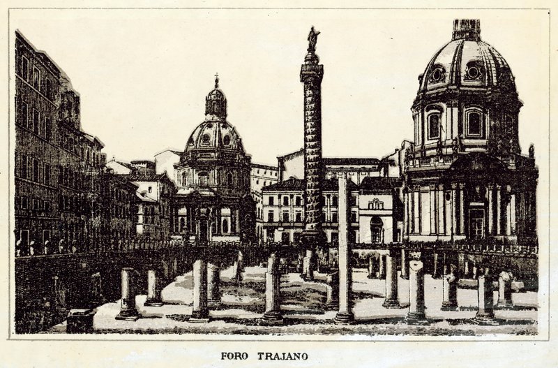 Rooma: Trajano Forum (litho) tekijältä Italian School