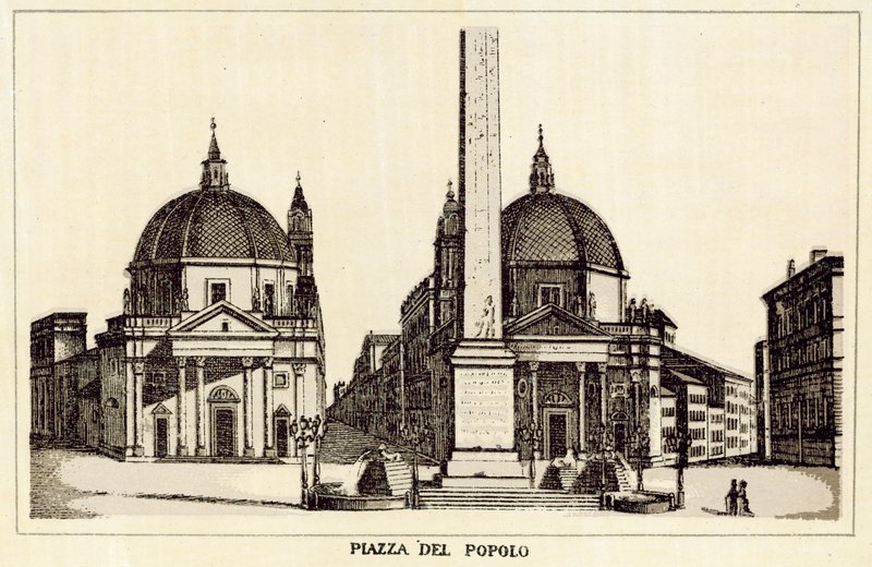 Rooma: Piazza Del Popolo (litho) tekijältä Italian School