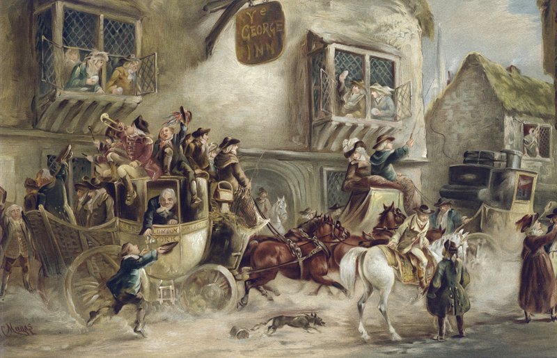 The George Inn, York (chromolitho) tekijältä J.C. Maggs