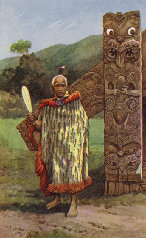 Maoripäällikkö (väri litho) tekijältä J. Macfarlane