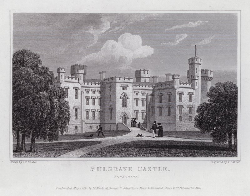 Mulgraven linna, Yorkshire (kaiverrus) tekijältä John Preston Neale