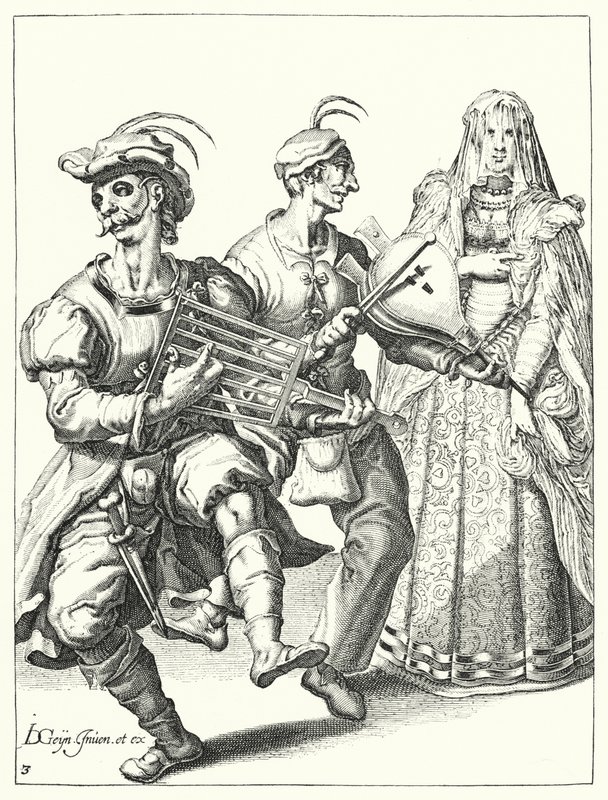 Naamiaiset (kaiverrus) tekijältä Jacques II de Gheyn