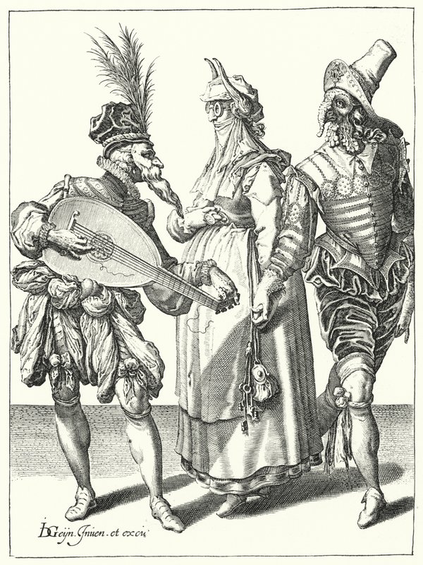 Naamiaiset (kaiverrus) tekijältä Jacques II de Gheyn