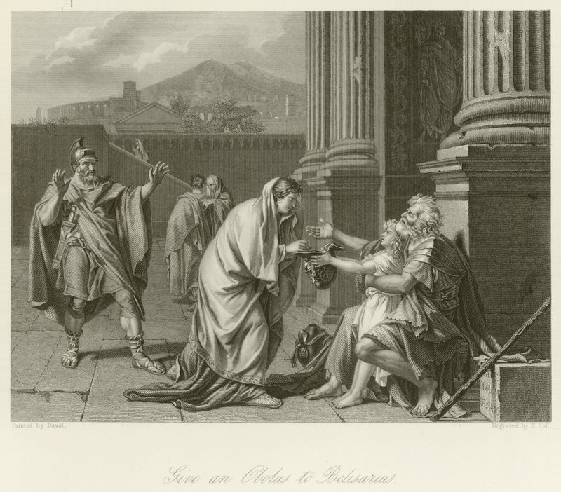 Belisarius almua kerjäämässä tekijältä Jacques Louis David