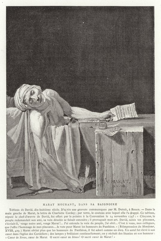 Maratin kuolema, 1793 tekijältä Jacques Louis David