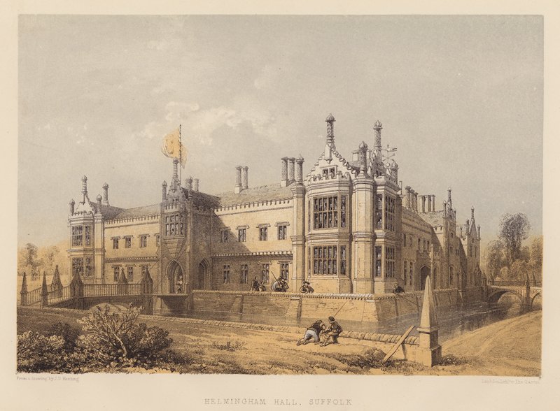 Helmingham Hall, Suffolk (akvatinta) tekijältä James Duffield Harding
