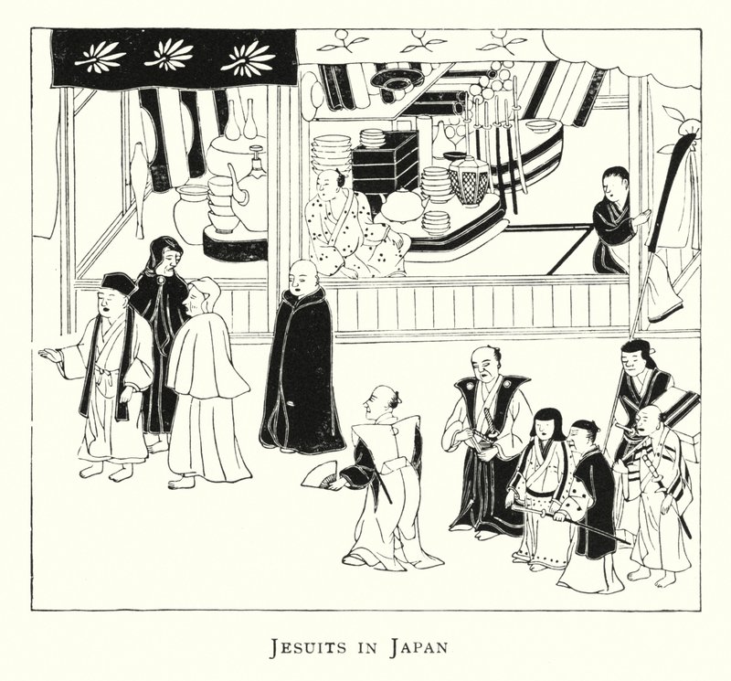Jesuiitat Japanissa (litho) tekijältä Japanese School