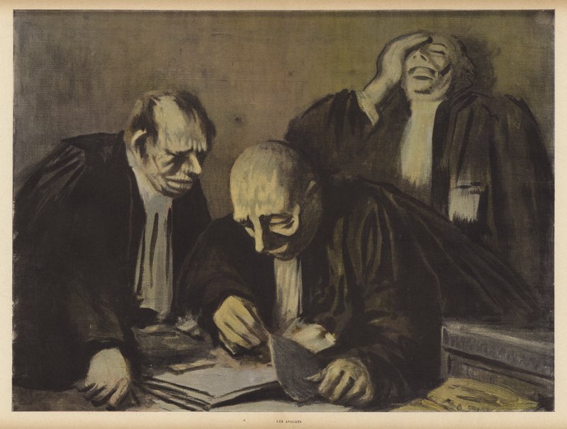 Lakimiehet (väri litho) tekijältä Jean Louis Forain