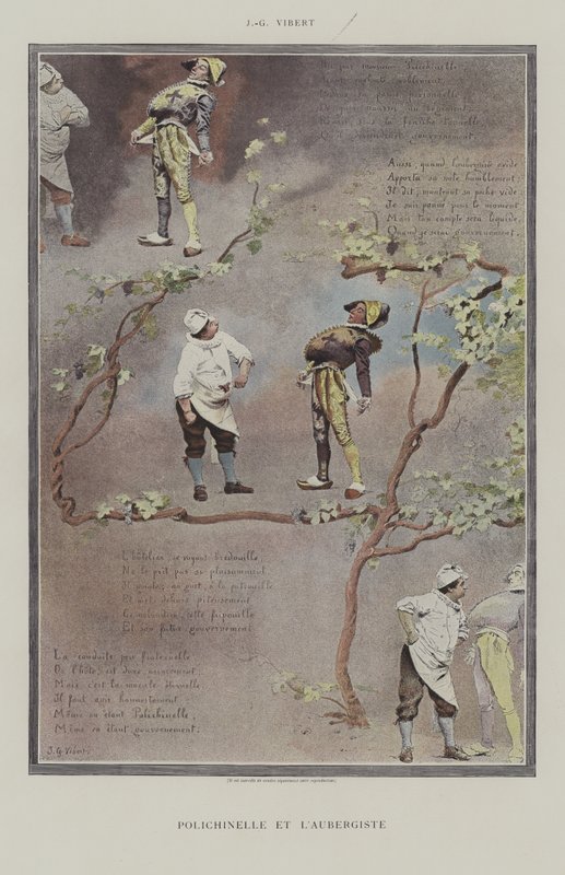 Polichinelle ja Aubergist tekijältä Jehan Georges Vibert