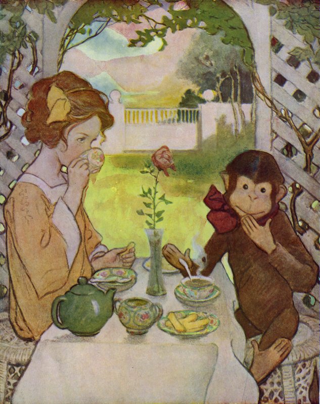 Kaunotar ja hirviö (väri litho) tekijältä Jessie Willcox Smith
