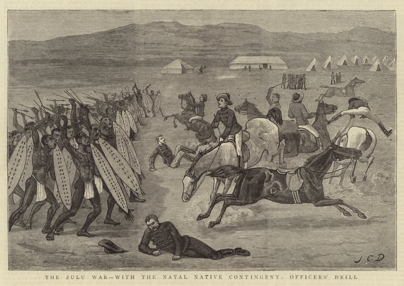 Zulusota, Natalin alkuperäiskontingentti, upseerien harjoitusjoukot tekijältä John Charles Dollman