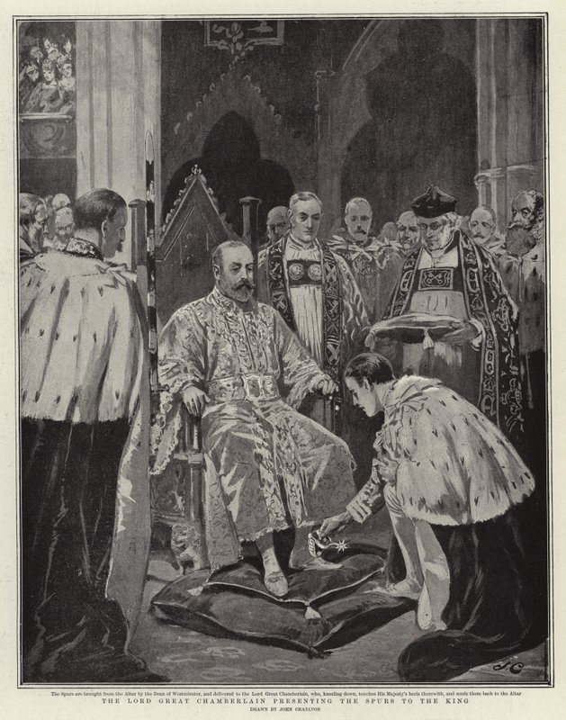 Lord Great Chamberlain esittelee Spursit kuninkaalle tekijältä John Charlton
