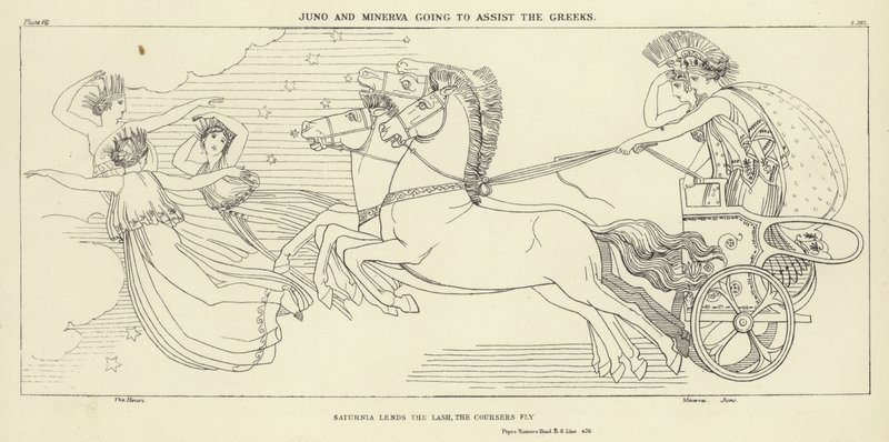 Juno ja Minerva auttavat kreikkalaisia tekijältä John Flaxman