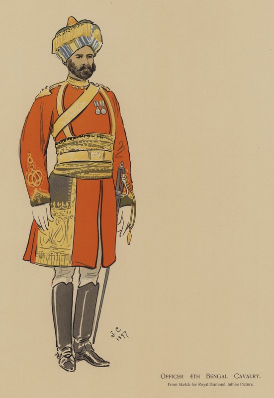 Upseeri 4. Bengalin ratsuväki (väri litho) tekijältä John (after) Charlton