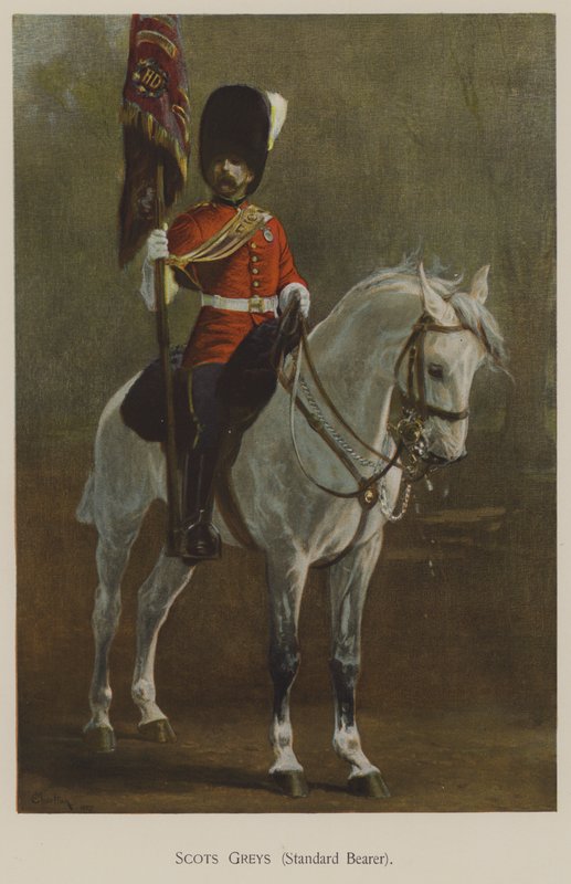 Scots Greys, Standard Bearer (väri litho) tekijältä John (after) Charlton