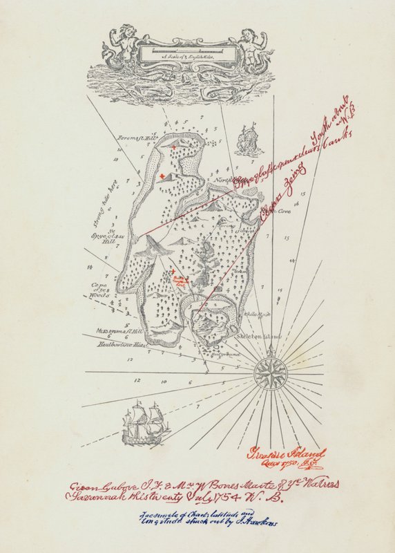 Kartta Treasure Islandille (väri litho) tekijältä John Cameron