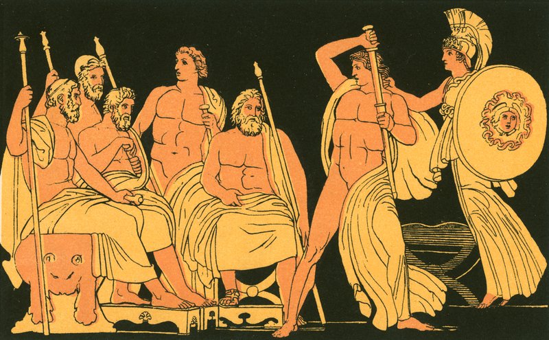 Athene tukahduttaa Akilleuksen raivoa tekijältä John Flaxman