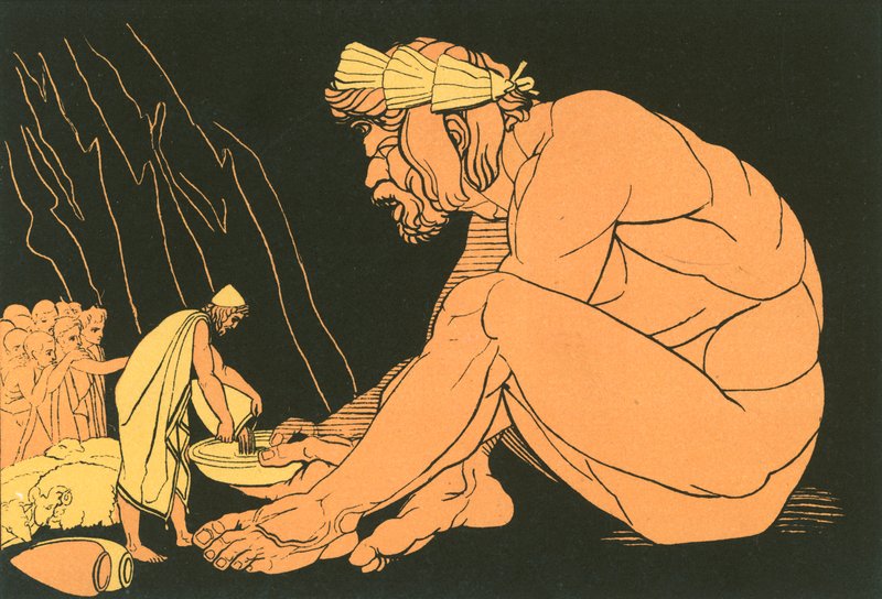 Ulysses antaa viiniä Polyphemukselle tekijältä John Flaxman