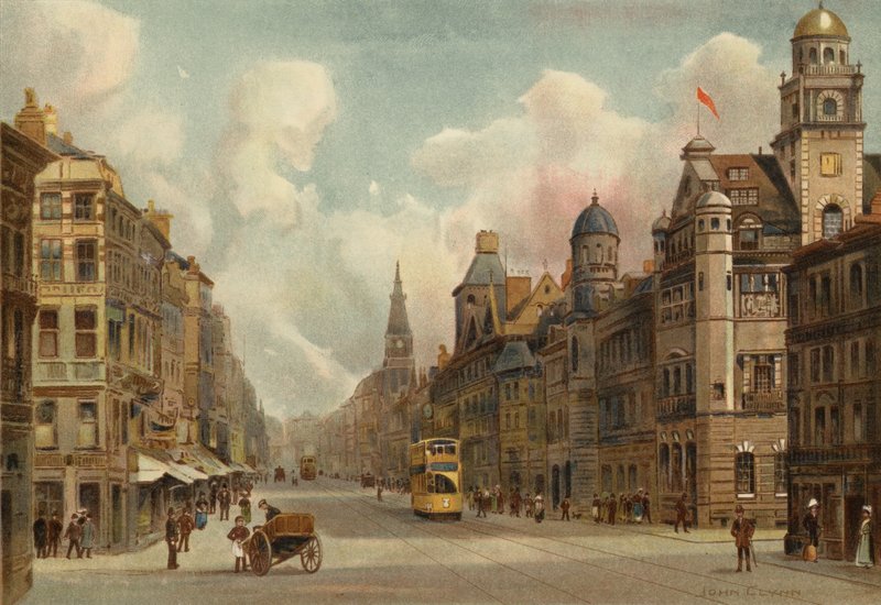 Liverpool: Dale Street, itään katsova (väri litho) tekijältä John Glynn