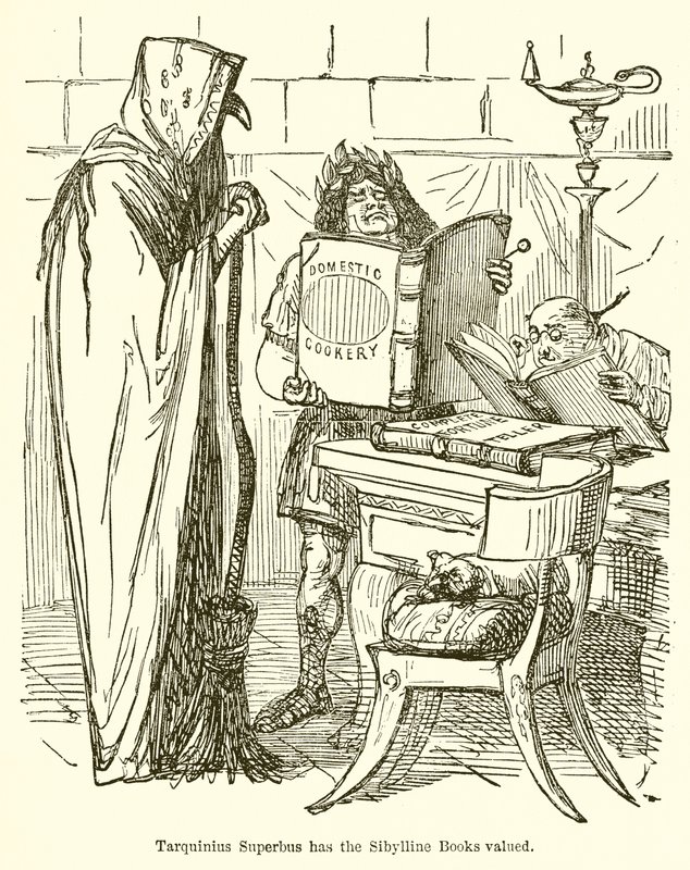 Tarquinius Superbus arvioi Sibylline-kirjoja. tekijältä John Leech
