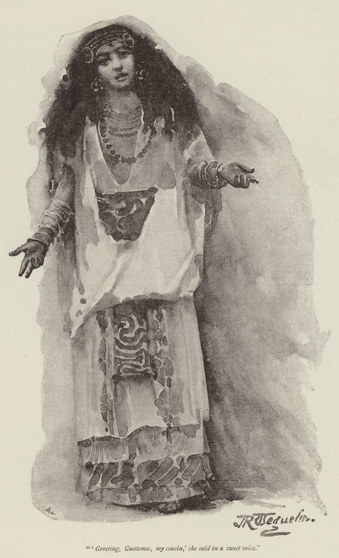 Montezuman tytär, kirjoittanut H Rider Haggard. tekijältä John Seymour Lucas