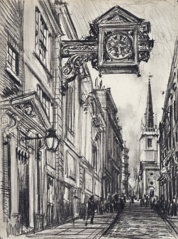 St Mary-at-Hill (litho) tekijältä Joseph (after) Pennell