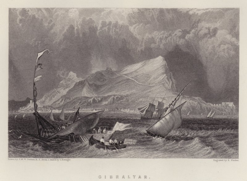 Gibraltar (väri litho) tekijältä Joseph Mallord William (after) Turner