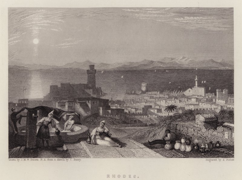 Rodos (väri litho) tekijältä Joseph Mallord William (after) Turner