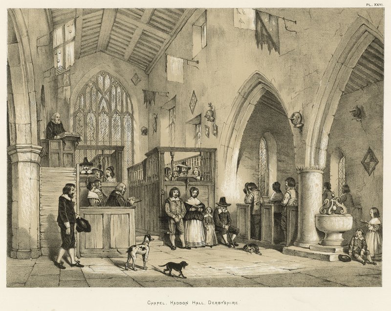 Kappeli, Haddon Hall, Derbyshire tekijältä Joseph Nash