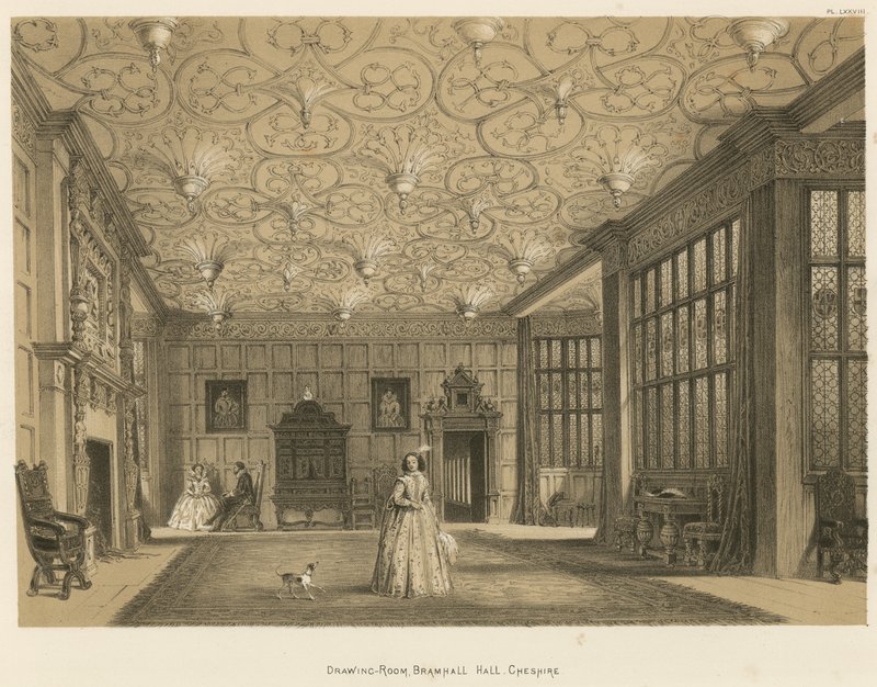 Piirustussali, Bramhall Hall, Cheshire, Cheshire tekijältä Joseph Nash