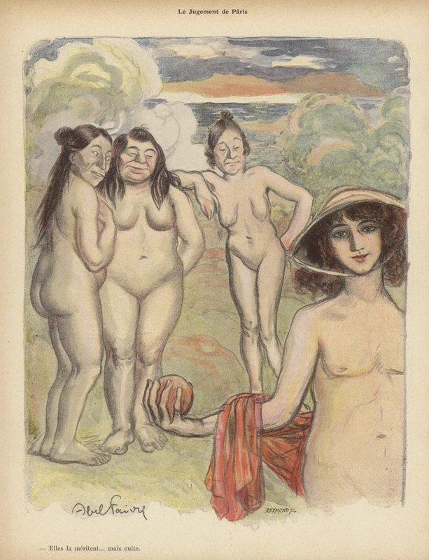 Pariisin tuomio (väri litho) tekijältä Jules Abel Faivre