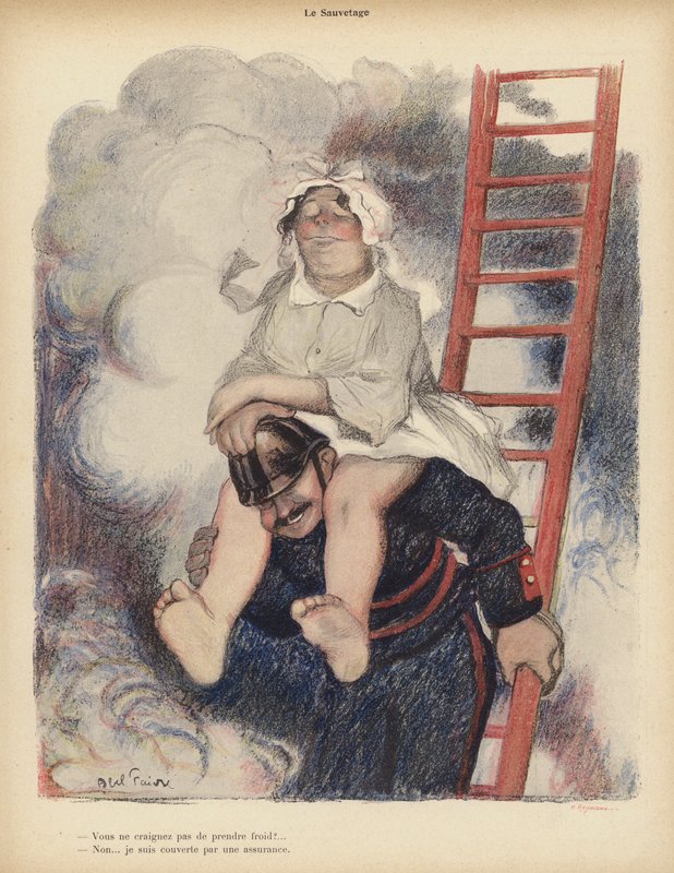 The Rescue (väri litho) tekijältä Jules Abel Faivre