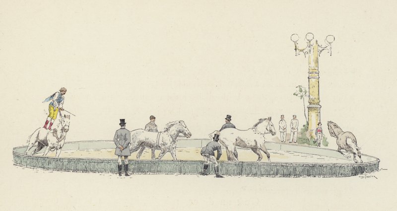 Hevosteos (väri litho) tekijältä Jules Arsene (after) Garnier