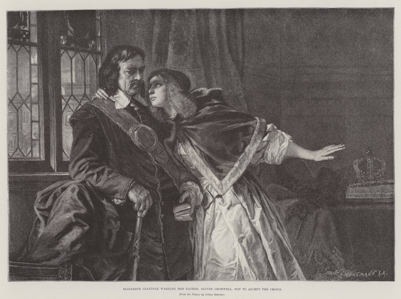 Elizabeth Claypole varoitti isäänsä, Oliver Cromwellia, olemaan hyväksymättä kruunua tekijältä Julius Friedrich Anton Schrader