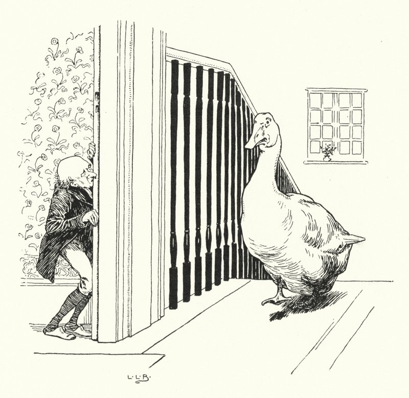 Goosey, goosey, gander (kaiverrus) tekijältä Leonard Leslie Brooke