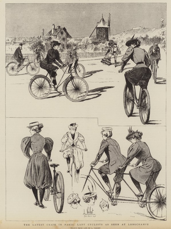 Pariisin viimeisin villitys, Lady Cyclists Longchampsissa tekijältä Louis Vallet