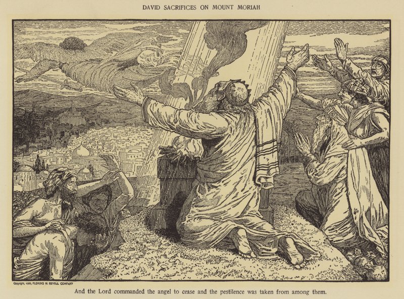 Daavid uhraa Morian vuorella tekijältä Louis John Rhead