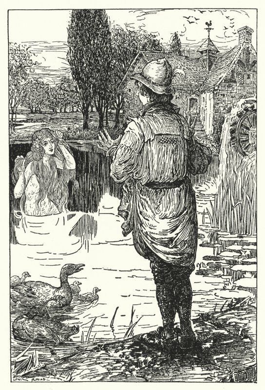 Vesikeiju (litho) tekijältä Louis John Rhead