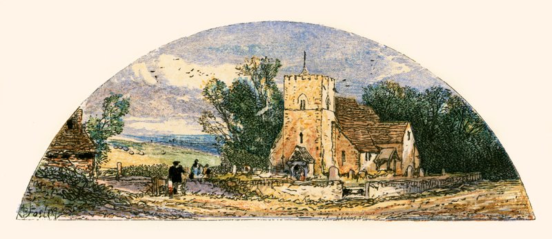 Kuvitus "Autioitu kylä" tekijältä Myles Birket Foster