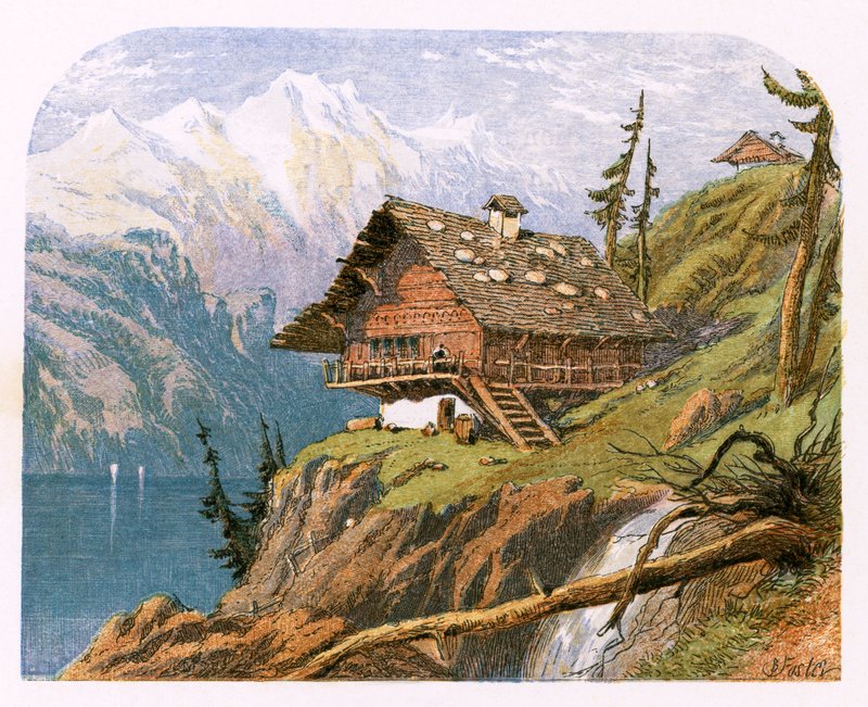 Kuvitus "Matkustajalle" tekijältä Myles Birket Foster