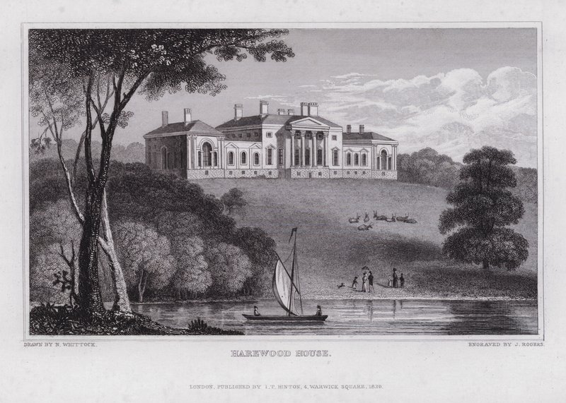 Harewood House (kaiverrus) tekijältä Nathaniel (after) Whittock