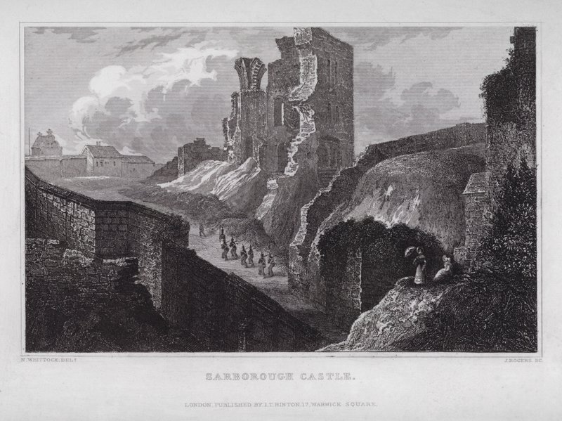 Scarborough Castle (kaiverrus) tekijältä Nathaniel (after) Whittock