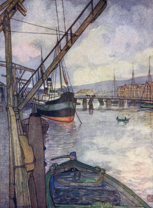 Norja: Trondhjem (väri litho) tekijältä Nico Jungman
