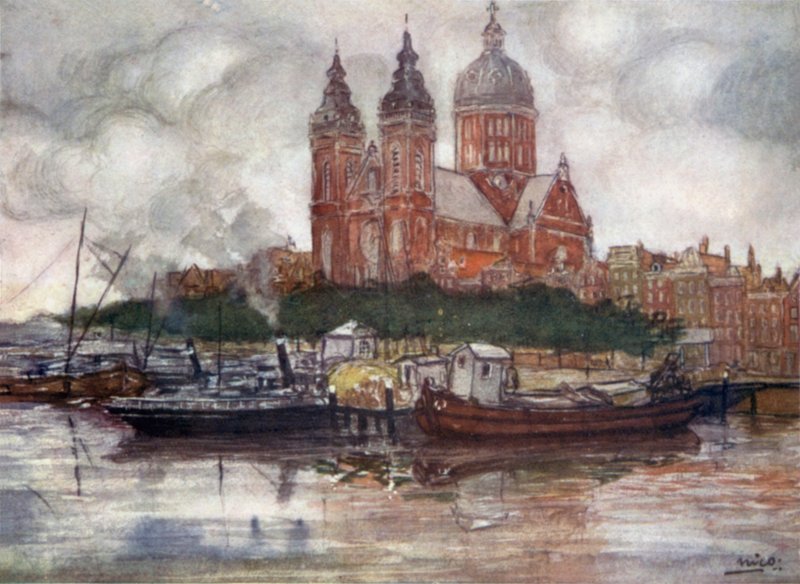 Pyhän Nikolauksen kirkko, Amsterdam (väri litho) tekijältä Nico Jungman
