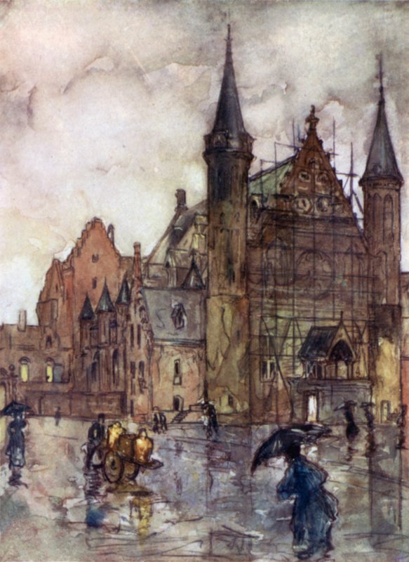 Binnenhof, Haag (väri litho) tekijältä Nico Jungman