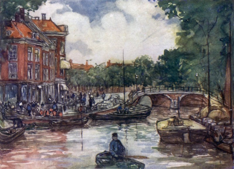 Kalasilta, Leiden (väri litho) tekijältä Nico Jungman