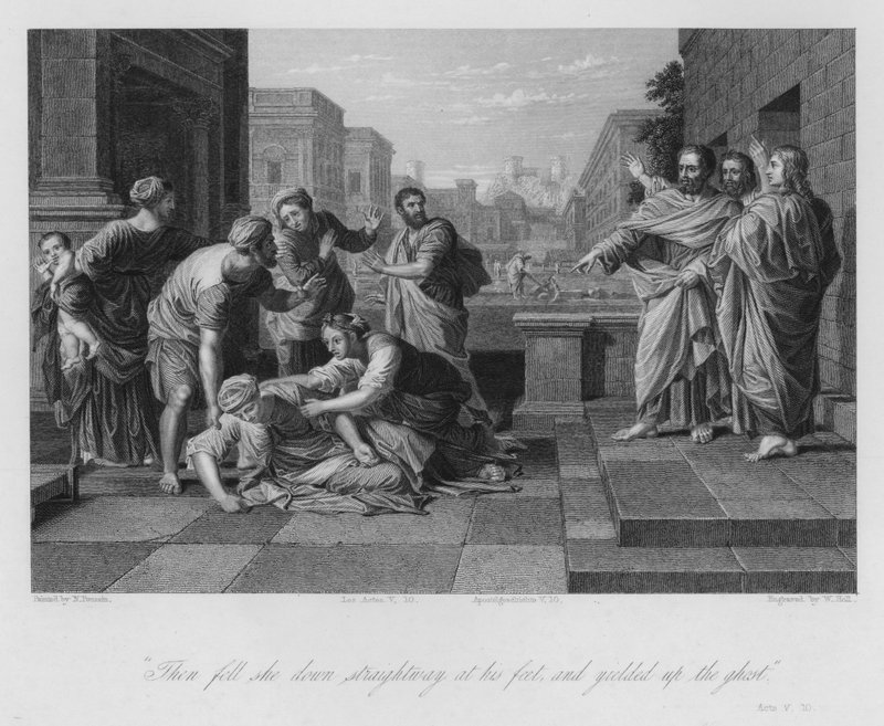 Sapphiran kuolema, Apostolien teot V tekijältä Nicolas (after) Poussin