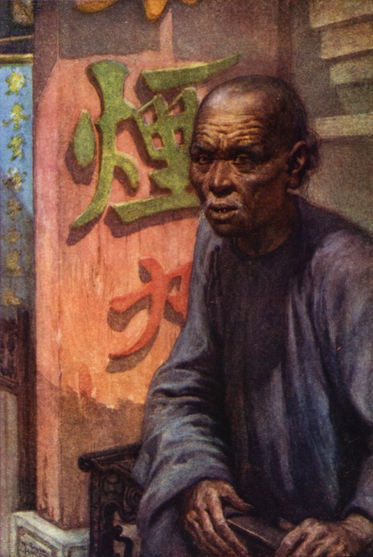 Kiina: vanha coolie (väri litho) tekijältä Norman Hardy