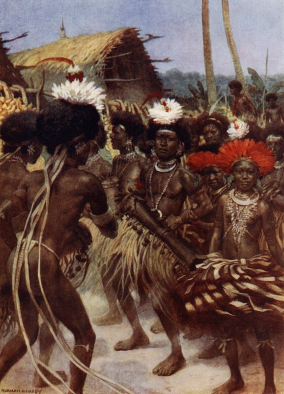 Harvest Dance, Uusi-Guinea (väri litho) tekijältä Norman Hardy